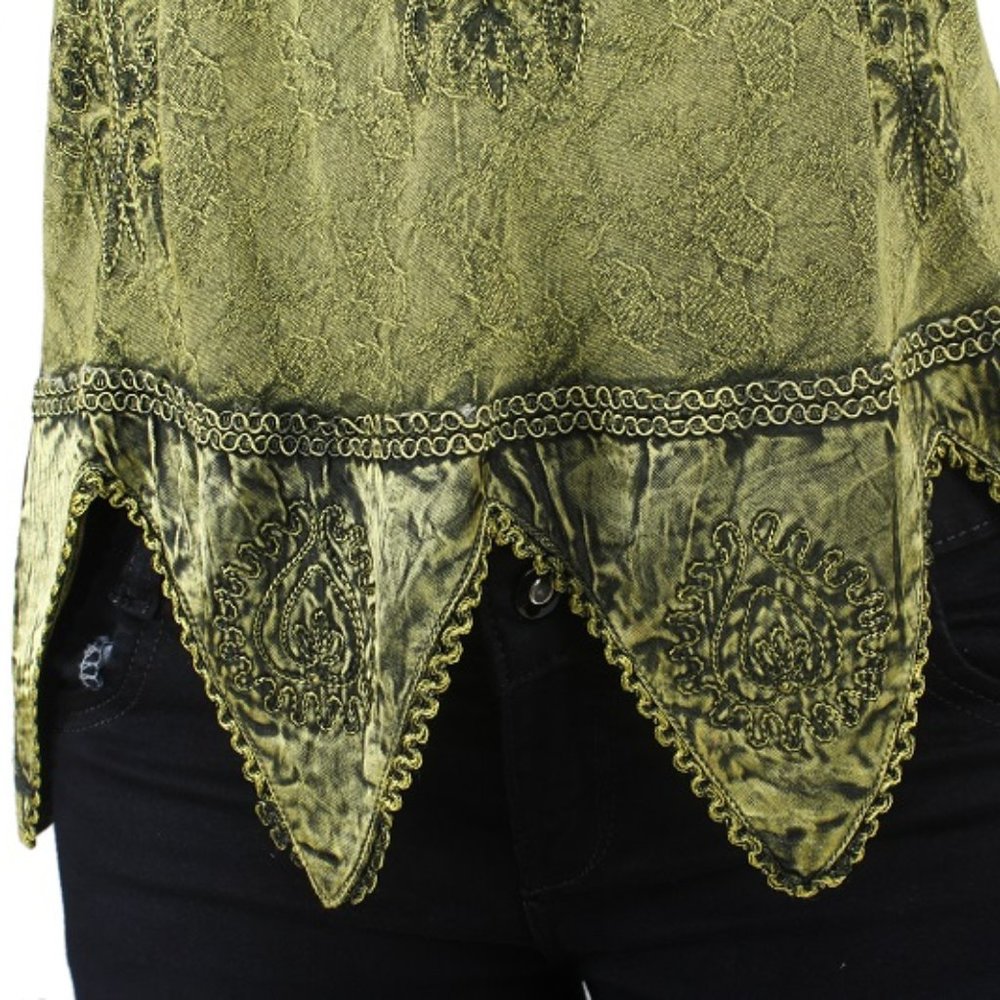 LIME GREEN VICTORIAN FLOUNCING TRUMPET STYLE TUNIC TOP - Picture 5 of 5
